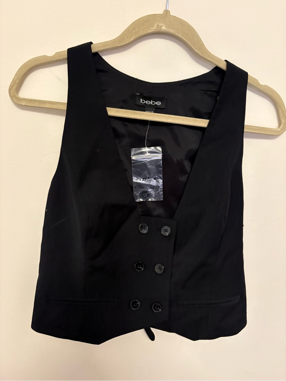 NWOT vintage black bebe vest women’s size 10 wool blend grunge Whimsigoth goth